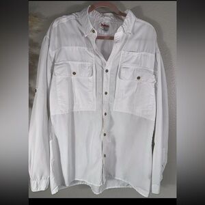 RailRiders Shirt Mens Large Adventure Outdoor White Button Down